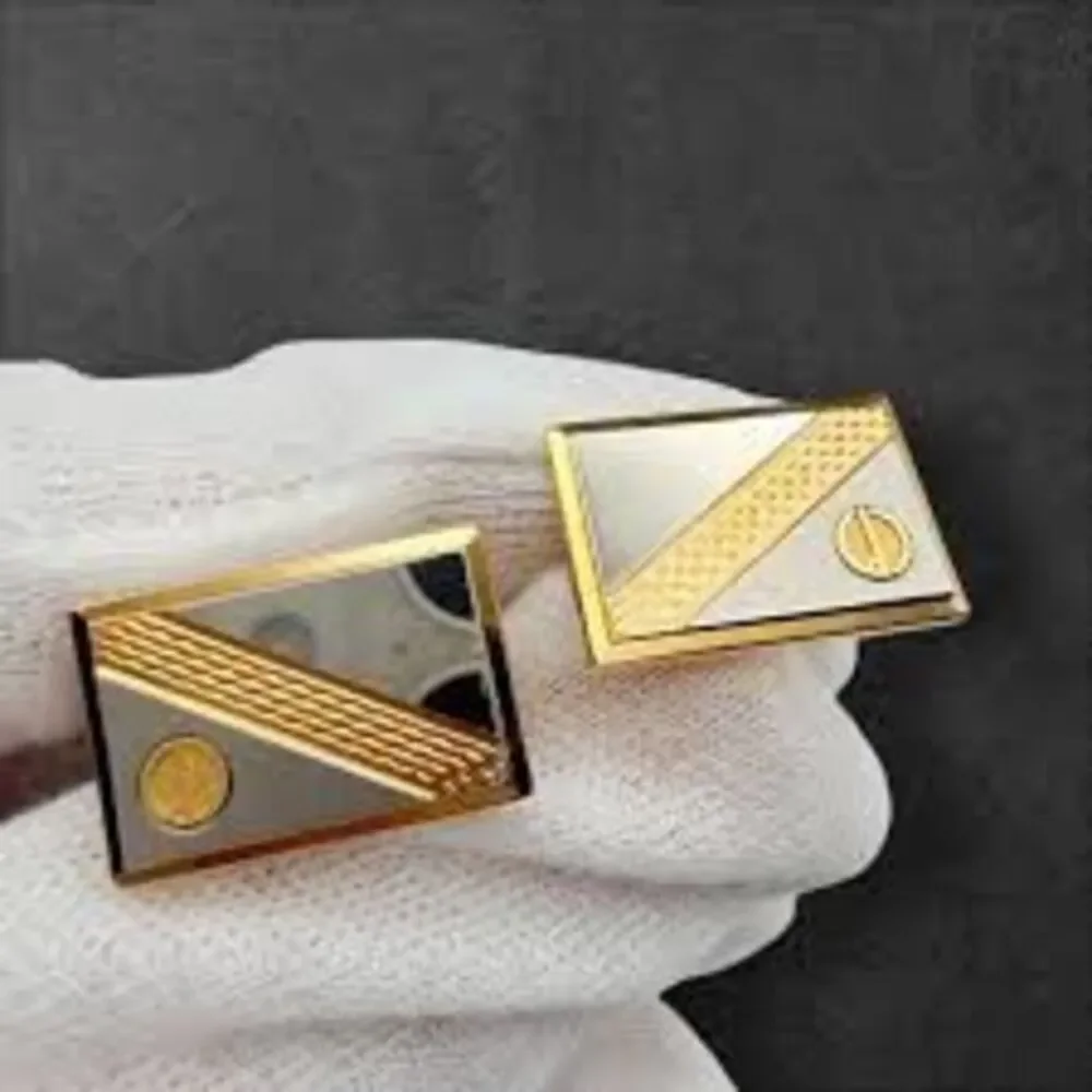 Dunhill Two Tone Rectangular Cuff Links Silver Gold Professional Sophisticated